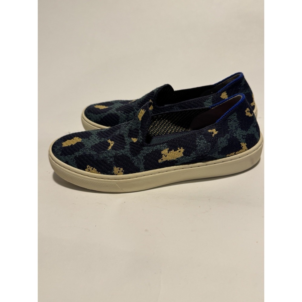 Rothy's The Original Slip On Sneaker Womens Sz 6 Shoes Blue Leopard